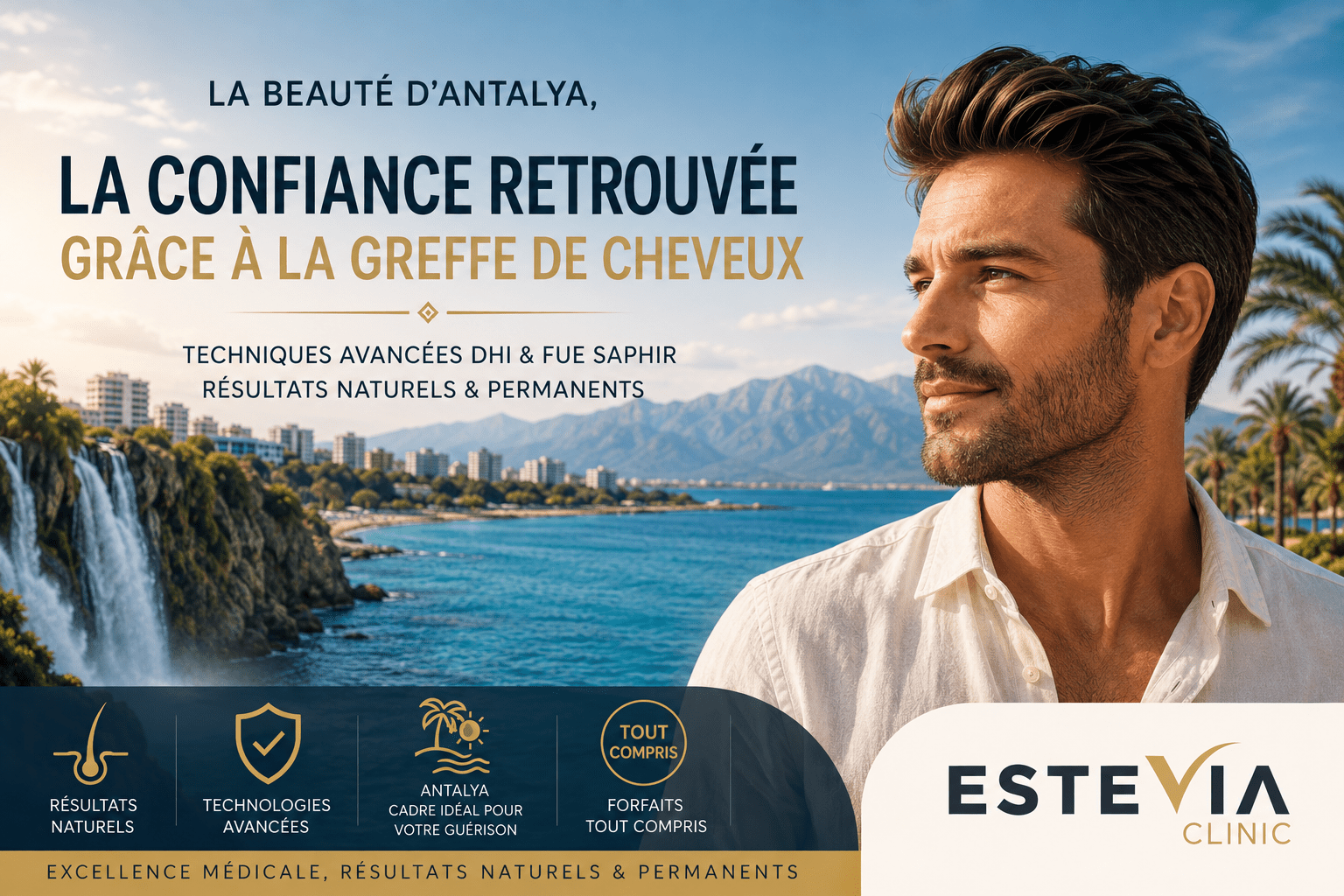 Greffe de cheveux turquie avant apres resultat ligne frontale EsteVia Clinic